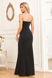 Manches amovibles Fourreau noir Robe de soirée scintillante