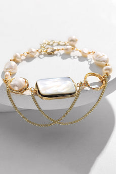 Bracelet de perles d’eau douce naturelles exquises blanches
