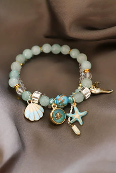 Coquillage de mer de Bohême bleu perlé superposition Bracelets ensemble