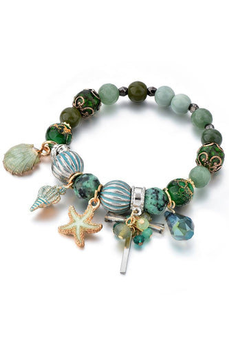 Coquillage vert et étoile de mer pendentif Bracelet en perles