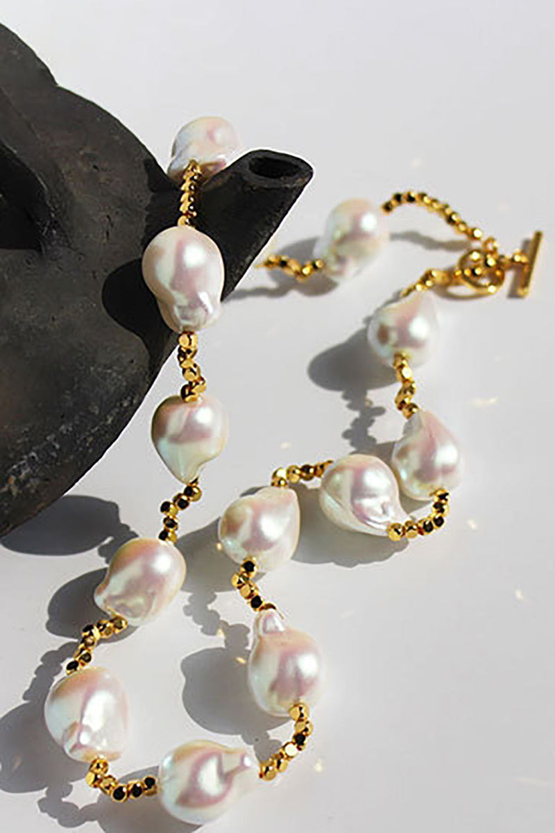 Charger l&#39;image dans la galerie, Collier de perles en or de forme spéciale