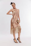 Glitter Halter Fringes Robe Gatsby sans manches