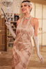 Charger l&#39;image dans la galerie, Champagne paillettes licol franges robe des années 20 avec sans manches