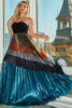 Charger l&#39;image dans la galerie, Robe longue plissée plissée chérie bleue A-Line