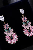 Rose strass en forme de larme boucles d’oreilles
