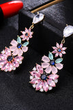 Rose strass en forme de larme boucles d’oreilles