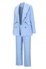Charger l&#39;image dans la galerie, Grand revers Double Boutonnage Blazer Casual Pantalon Droit Costume