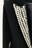 Blazer noir scintillant pour femmes de bal avec perles