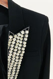 Blazer noir scintillant pour femmes de bal avec perles