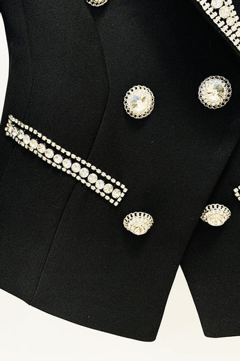 Blazer à la mode en perles de diamant à double boutonnage pour femmes minces