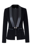 Blazer noir en velours boutonné Slim Fit pour femmes