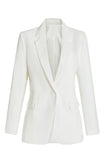 Blazer blanc à revers cranté pour femme