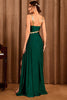 Charger l&#39;image dans la galerie, Robe de bal longue asymétrique vert foncé avec fente