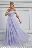 Tulle A-ligne Lilas Robe Longue Formelle