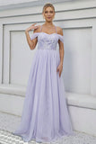 Tulle A-ligne Lilas Robe Longue Formelle