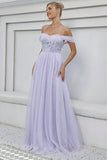 Tulle A-ligne Lilas Robe Longue Formelle