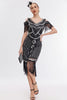 Charger l&#39;image dans la galerie, Noir doré épaule froide franges des années 20 Gatsby robe