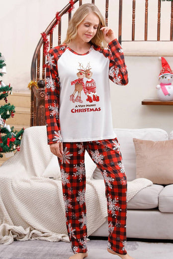 Pyjama de Noël familial assorti à carreaux avec flocon de neige