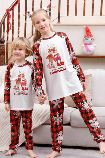 Pyjama de Noël familial assorti à carreaux avec flocon de neige