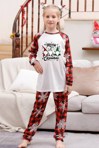 Pyjama de Noël familial assorti à carreaux rouges avec flocon de neige