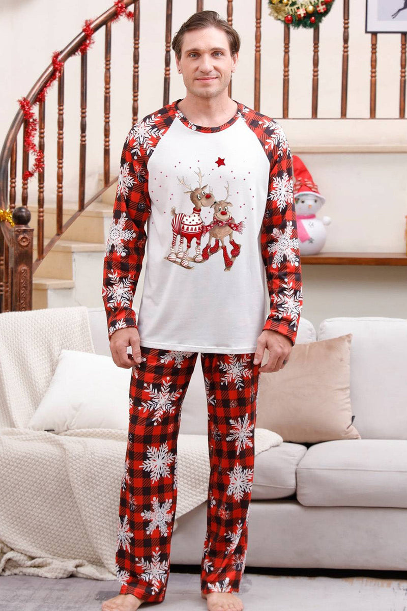 Charger l&#39;image dans la galerie, Pyjama de Noël familial assorti à carreaux rouges avec flocon de neige