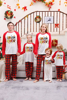 Imprimé rouge Noël Famille Matching Ensembles de pyjama avec plaid