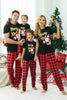 Charger l&#39;image dans la galerie, Pyjama de Noël familial à carreaux noir et rouge à manches courtes