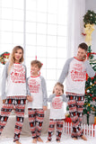 Imprimé gris manches longues assorti Pajamas de Noël de famille