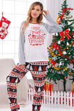 Imprimé gris manches longues assorti Pajamas de Noël de famille