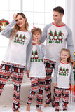 Imprimé gris manches longues assorti Pajamas de Noël de famille