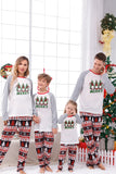 Imprimé gris manches longues assorti Pajamas de Noël de famille