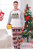 Imprimé gris manches longues assorti Pajamas de Noël de famille