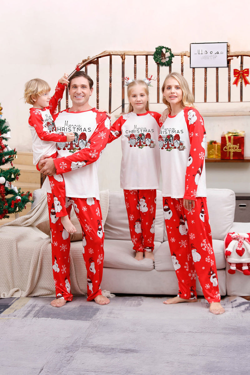 Charger l&#39;image dans la galerie, Snowman Print Rouge Noël Matching Pyjamas de famille