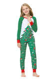 Ensemble de pyjama assorti famille d’arbres de Noël verts