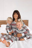 Pyjama assorti à rayures à motif gris Noël famille