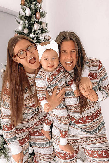 Pyjama assorti à rayures à motif gris Noël famille