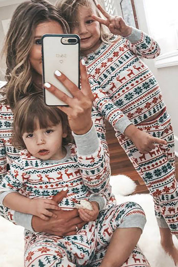 Pyjama assorti famille de Noël Pyjama à motif gris