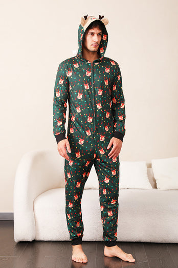 Pyjama une pièce de Noël de Noël imprimé vert foncé