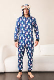 Bonhomme de neige imprimé bleu famille assorti Noël une pièce pyjama