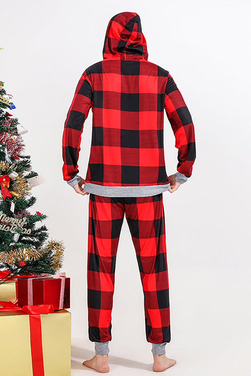 Charger l&#39;image dans la galerie, Ensemble de pyjamas imprimé ours grille rouge de la famille de Noël