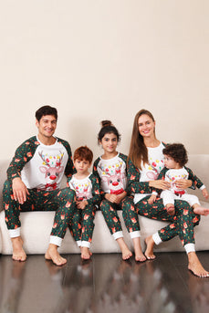 Ensemble pyjama familial de Noël cerf vert foncé