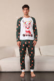 Ensemble pyjama familial de Noël cerf vert foncé