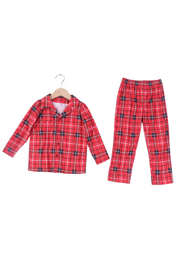 Pyjama de Noël familial à carreaux rouges