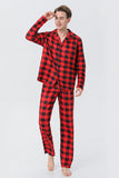 Ensemble de pyjamas 2 pièces assortis à la famille de Noël à carreaux rouges