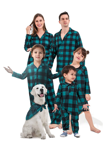 Ensemble de pyjama 2 pièces assorti à la famille à carreaux vert foncé