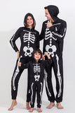 Family Cozy Skeleton Noir Imprimé Zip Up Hoodie Grenouillère