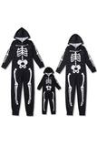 Family Cozy Skeleton Noir Imprimé Zip Up Hoodie Grenouillère