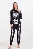 Family Cozy Skeleton Noir Imprimé Zip Up Hoodie Grenouillère