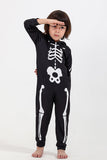 Family Cozy Skeleton Noir Imprimé Zip Up Hoodie Grenouillère