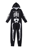 Family Cozy Skeleton Noir Imprimé Zip Up Hoodie Grenouillère